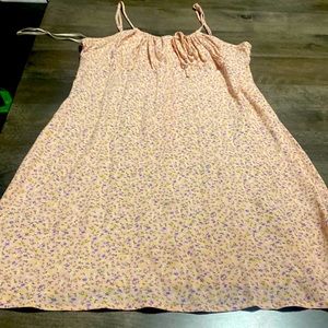 Forever 21 floral print mini dress. Pink/ peach w purple and yellow flowers.